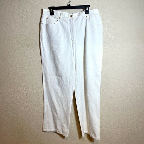 St. John Sport Denim - St. John Sport Straight Leg Jeans Womens Size 16 White High Rise Stretch Denim